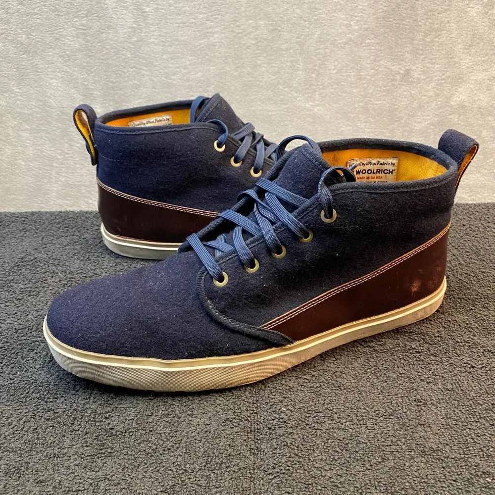Timberland Chukka Boots Mens 12M Woolrich Navy Leather Abington EUC